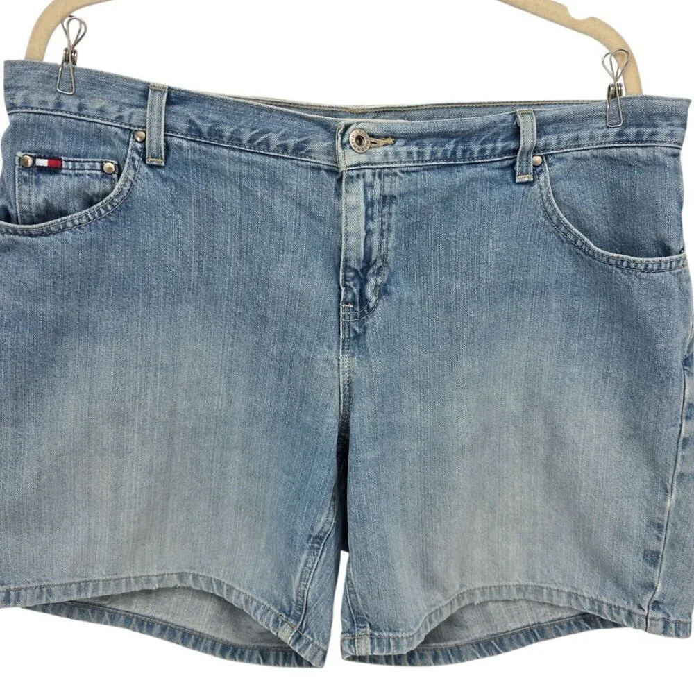 Vintage Tommy Hilfiger Womens 14 Shorts Boyfriend Denim Jean Distressed Y2K